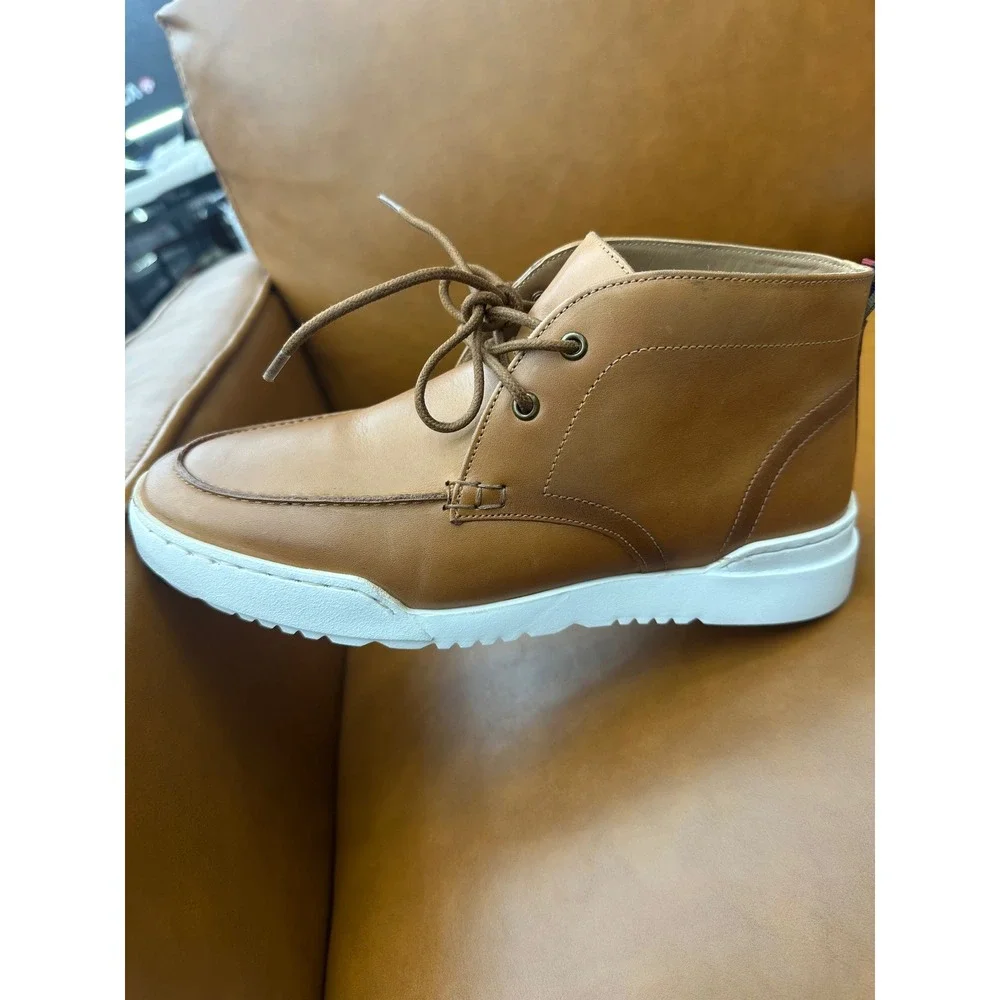 Thomas & Vine Banks Chukka Boots Mens 8 Cognac Excellent Leather Sneaker Sole